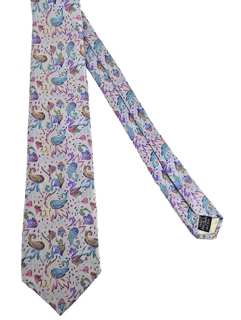 Lucien Piccard Neck Tie Purple Magenta Silk Italian Floral Paisley Pattern